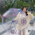 紫边库洛米透明自动雨伞