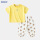 黄色T恤+白底小熊防蚊裤