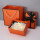 橙色礼盒礼袋+白拉菲草+贺卡+串灯+兔子+干花