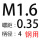 M1.6*螺距0.35*D4*50(钢用）