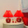 (两只)红喜字陶瓷【大红灯罩】