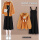 橘色毛衣+黑色裙