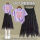 【1128】紫色T恤+不规则/黑裙