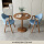 蓝色2布椅+60胡桃色圆桌