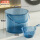 小号竖纹水桶+盖子+水勺-透蓝色