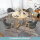 原木色圆桌+深灰布椅