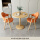 橙色2皮椅+60原木色圆桌