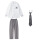 男刺绣白长袖衬衣+灰色西裤