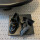 9cm-黑色粗跟金属字母单鞋