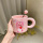 草莓熊海狸杯粉球勺白色泡沫装