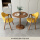 黄色2皮椅+60胡桃色圆桌