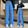 【3371：蓝色 纯色 直筒裤】