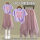 【1128】紫色T恤+不规则/粉裙