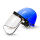 蓝色安全帽+PC加厚进口1.5MM面屏 国标玻璃钢