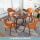 深木纹圆桌+橘色布椅