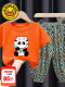 竹子熊猫#橙T+民风裤