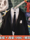 套装#08华夫格黑色+衬衫+领带