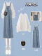 木耳边卫衣+蓝色背带裙（两.件.0