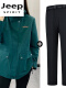 女款-墨绿+加绒加厚冲锋裤套装