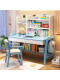 蓝白色儿童书桌+实木升降椅