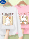 【长袖T恤】白 蝴蝶结兔+粉 小兔