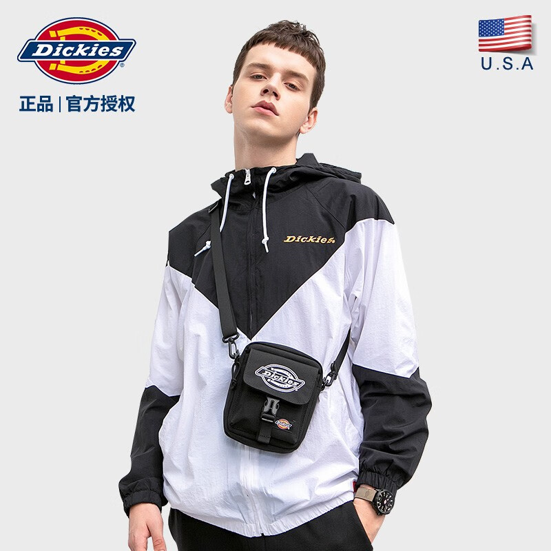 Dickies 潮牌男包logo印花肩带斜挎包