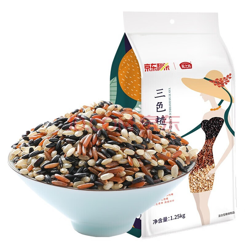 【?JD旗舰店】燕之坊 五谷杂粮 三色糙米 1.25kg*2袋 （共5斤装）