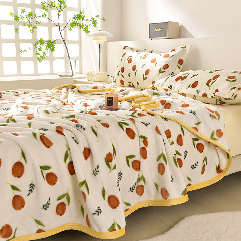 【49.9包邮】软贝 A类牛奶法兰绒毛毯 郁金香150x200cm