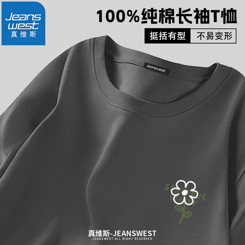 真维斯（JEANSWEST）春秋季薄款纯棉上衣长袖t恤