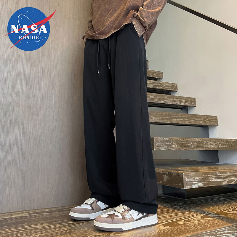 【旗舰店】NASA RHUDE 男士直筒休闲运动裤  黑色 L