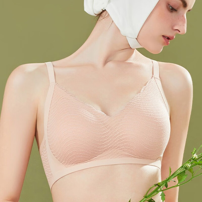 【旗舰店】华婷露 0.8cm厚度波纹蕾丝文胸 背扣款-粉肤色 M