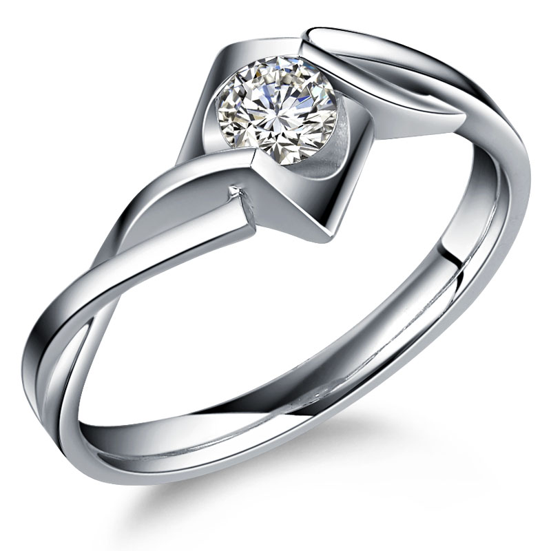 爱宝莉 白18k金 pt950铂金 结婚 钻戒 天然钻石戒指 女 18k金 100分