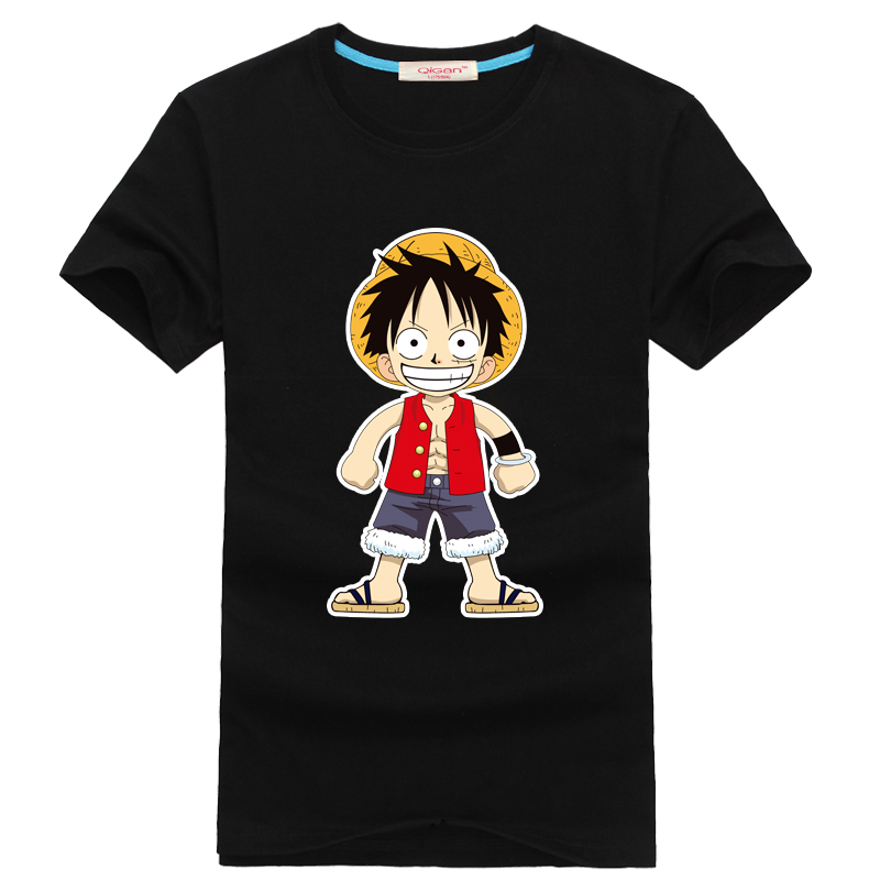 七感2015夏季新款动漫卡通海贼王路飞男款纯棉短袖t恤 加肥加大码半袖