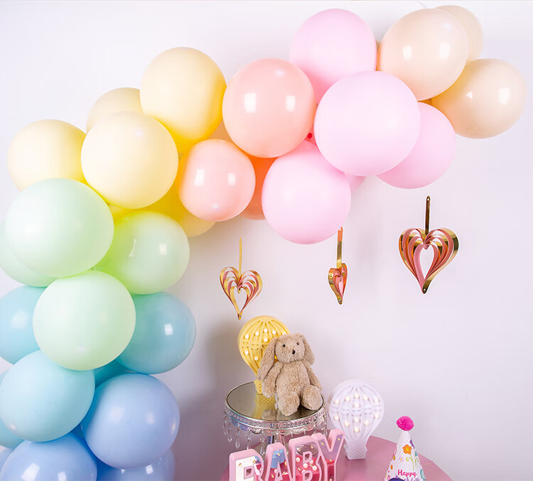 结婚礼浪漫婚房装饰气球链ins网红马卡龙 气球宝宝生日布置 马卡龙色