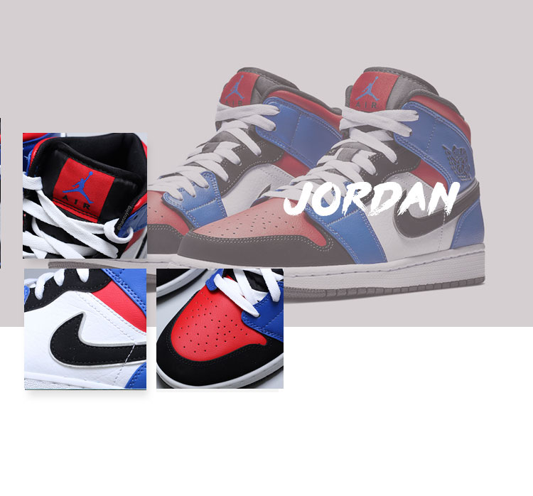 air jordan 1 mid aj1鸳鸯拼接 黑红男子中帮篮球鞋 鸳鸯拼接 554724