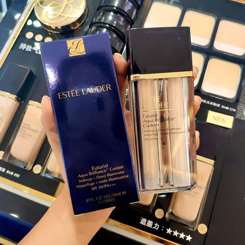 雅诗兰黛esteelauder沁水光润双管粉底液14ml2干皮奶油肌18冬季新品