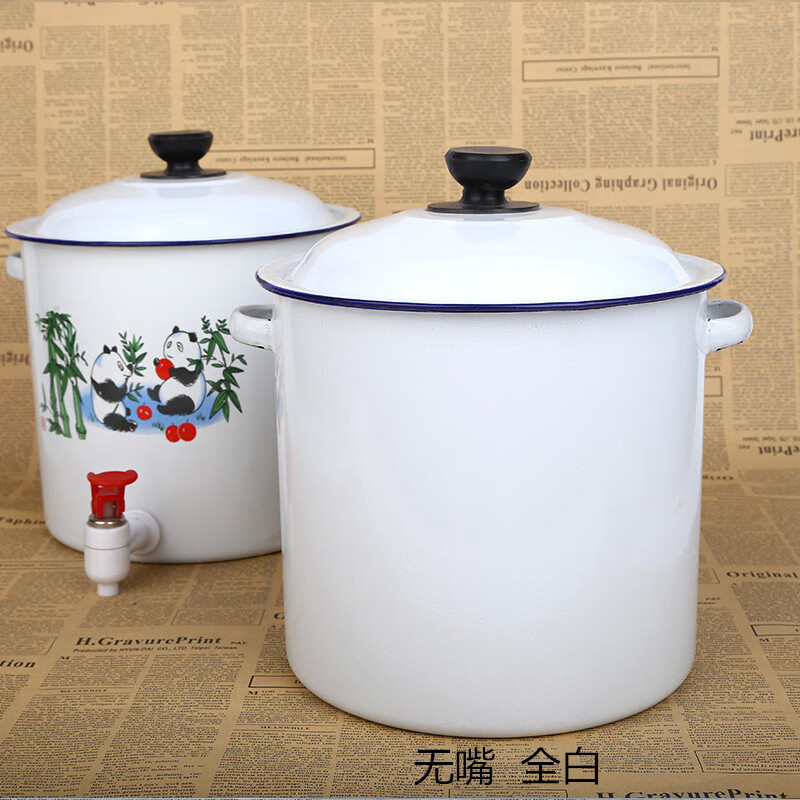 fgacct加厚搪瓷桶有盖凉茶水桶75l装纯净水桶带水笼头茶桶米茶桶糖