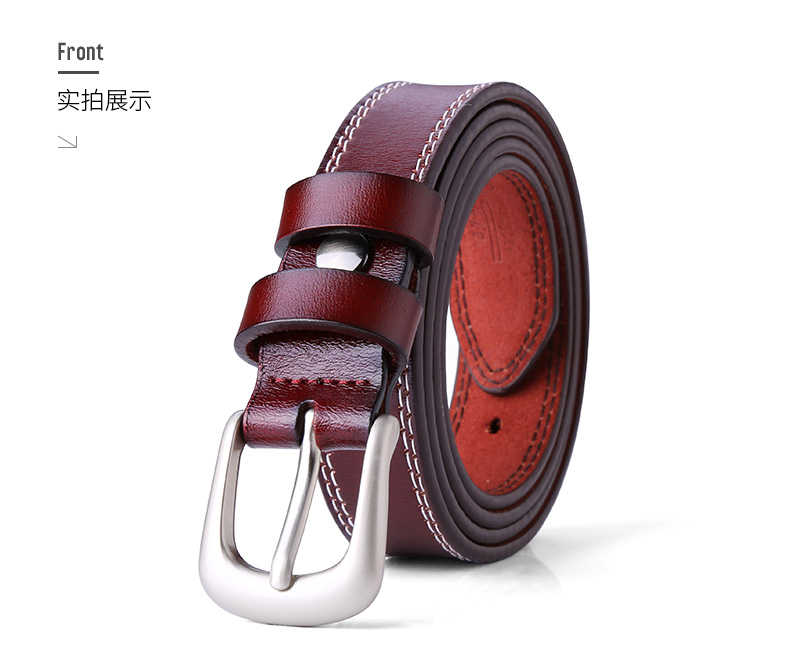 时尚风格袋鼠(bandicoot)皮带女士韩版装饰简约牛皮腰带女时尚针扣