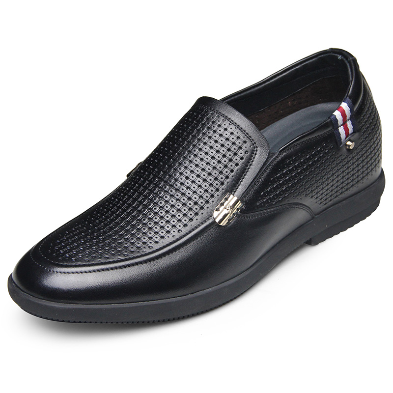 高哥男士增高皮凉鞋增高6cm415178真皮透气内增高夏季休闲男鞋黑色