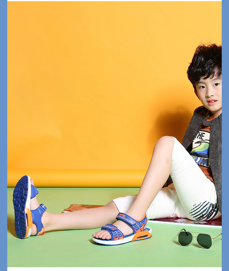 七波辉男童凉鞋2019新款春夏中大童防滑儿童凉鞋气垫沙滩鞋学生鞋