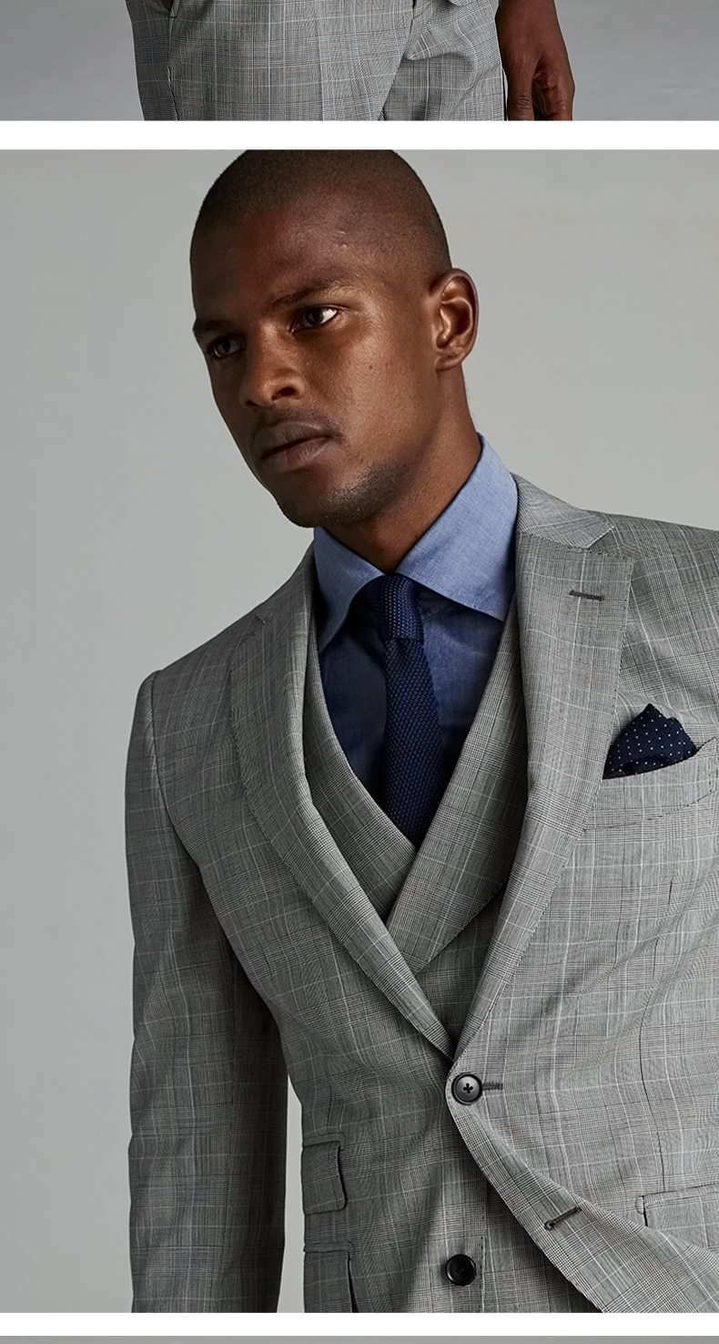 full monty威尔士格纹西服套装男士商务休闲正装结婚婚礼新郎高端西装