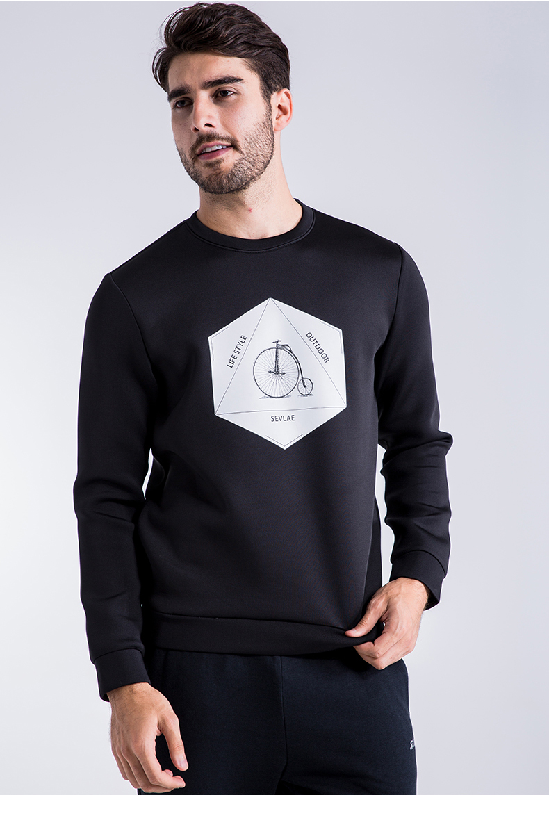sevlae圣弗莱户外秋冬男式加厚套头卫衣休闲圆领长袖t恤9632946243