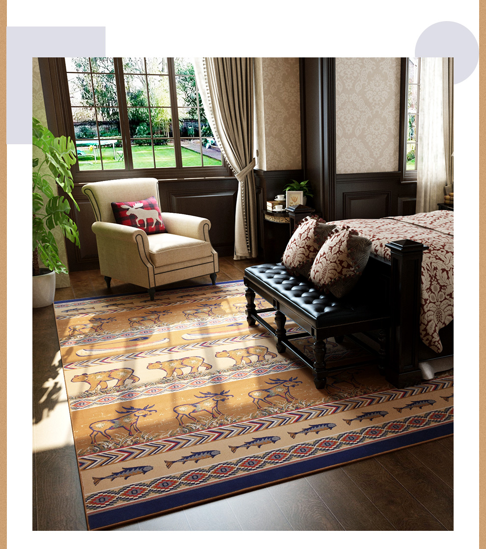 绅士狗美式地毯客厅卧室床边茶几地毯复古加厚可洗奇幻之森24米34米