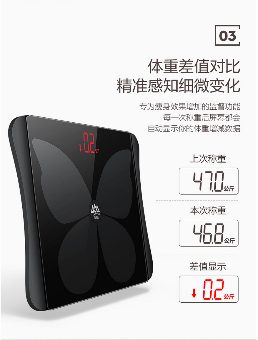 香山电子称台秤智能体重秤家用称重电子称人体健康秤婴儿体重秤eb9360