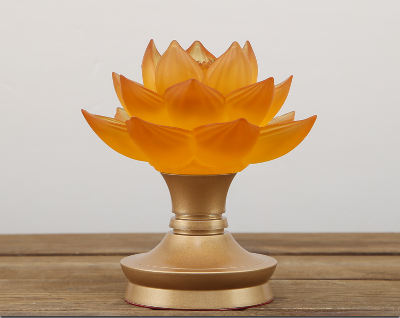 吉祥缘莲花灯佛灯led电池插电两用款家用长明灯佛堂供具摆件黄光45