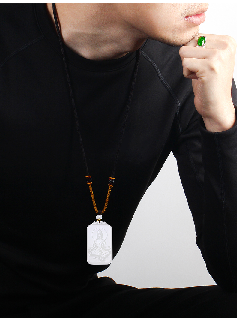 7000年和田玉吊坠玉观音羊脂玉观音吊坠男玉佩玉石吊坠送人自戴