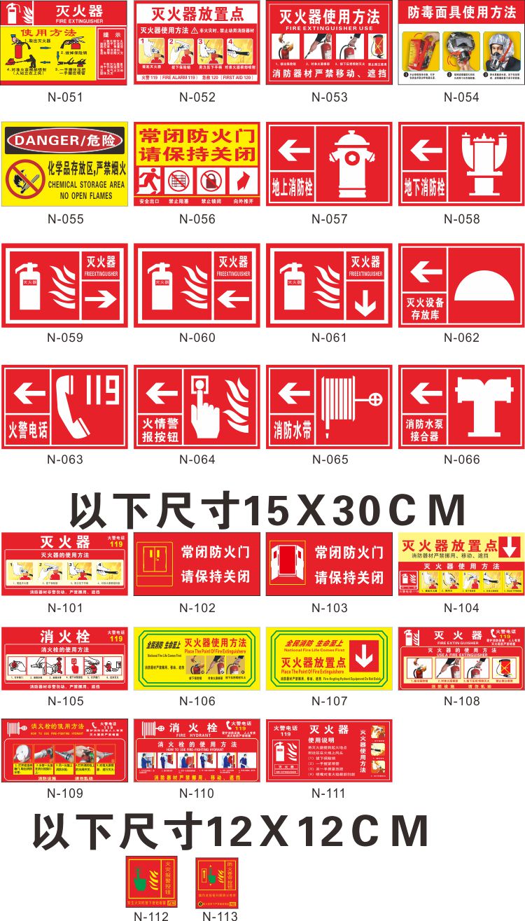 滅火器消防栓使用方法貼紙說明安全標識牌警示標誌牌指示牌防曬貼紙40