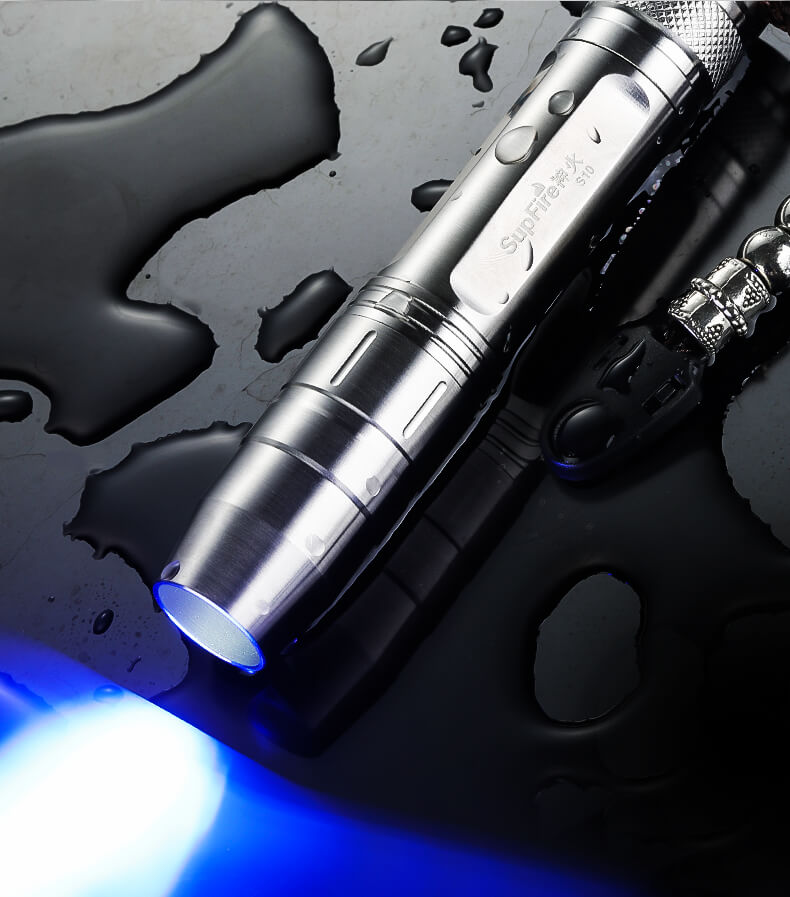 神火supfires10照玉手电筒可充电式迷你强光高亮led灯三色照玉光源多