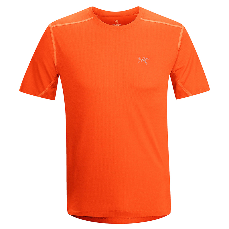 arcteryx/始祖鸟 actinium ss 男士户外高度透气短袖 男士速干衣 橙色
