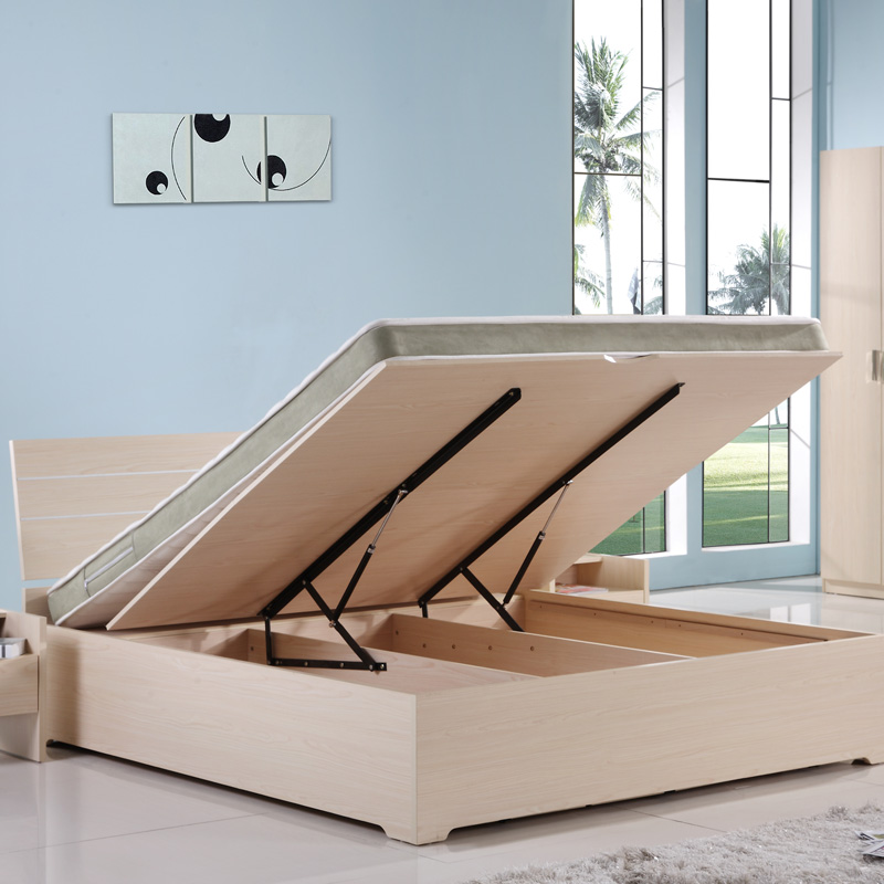 格杰家具现代简约板式床 卧室双人收纳床 气压储物床 平板储物高箱床1